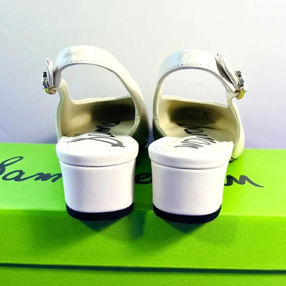 Sam Edelman Ronnie Ivory Leather Slingback Low Pumps SZ 5.5 NEW